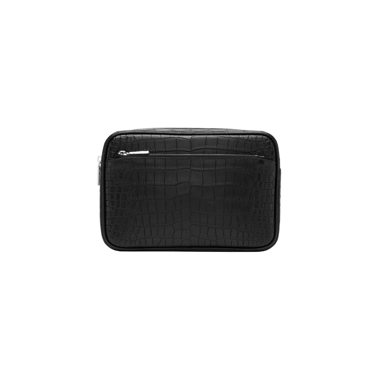 Black handheld crocodile bag