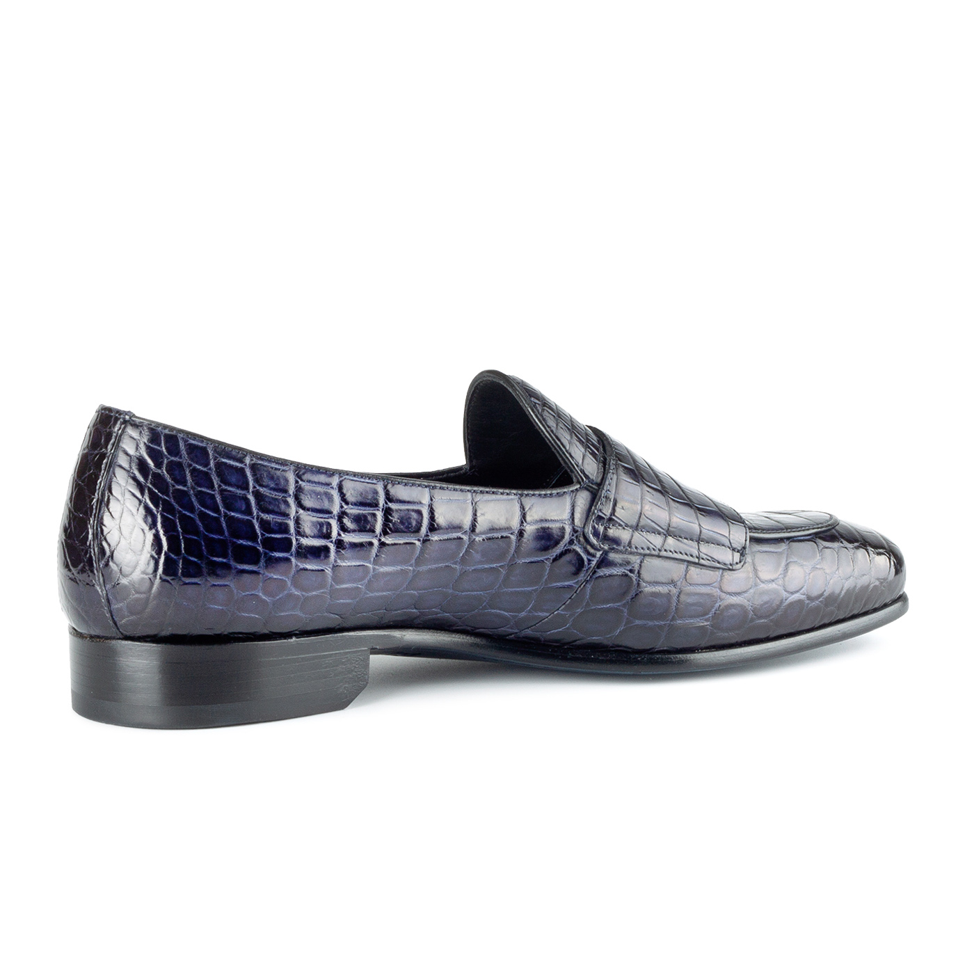 Blue crocodile loafers