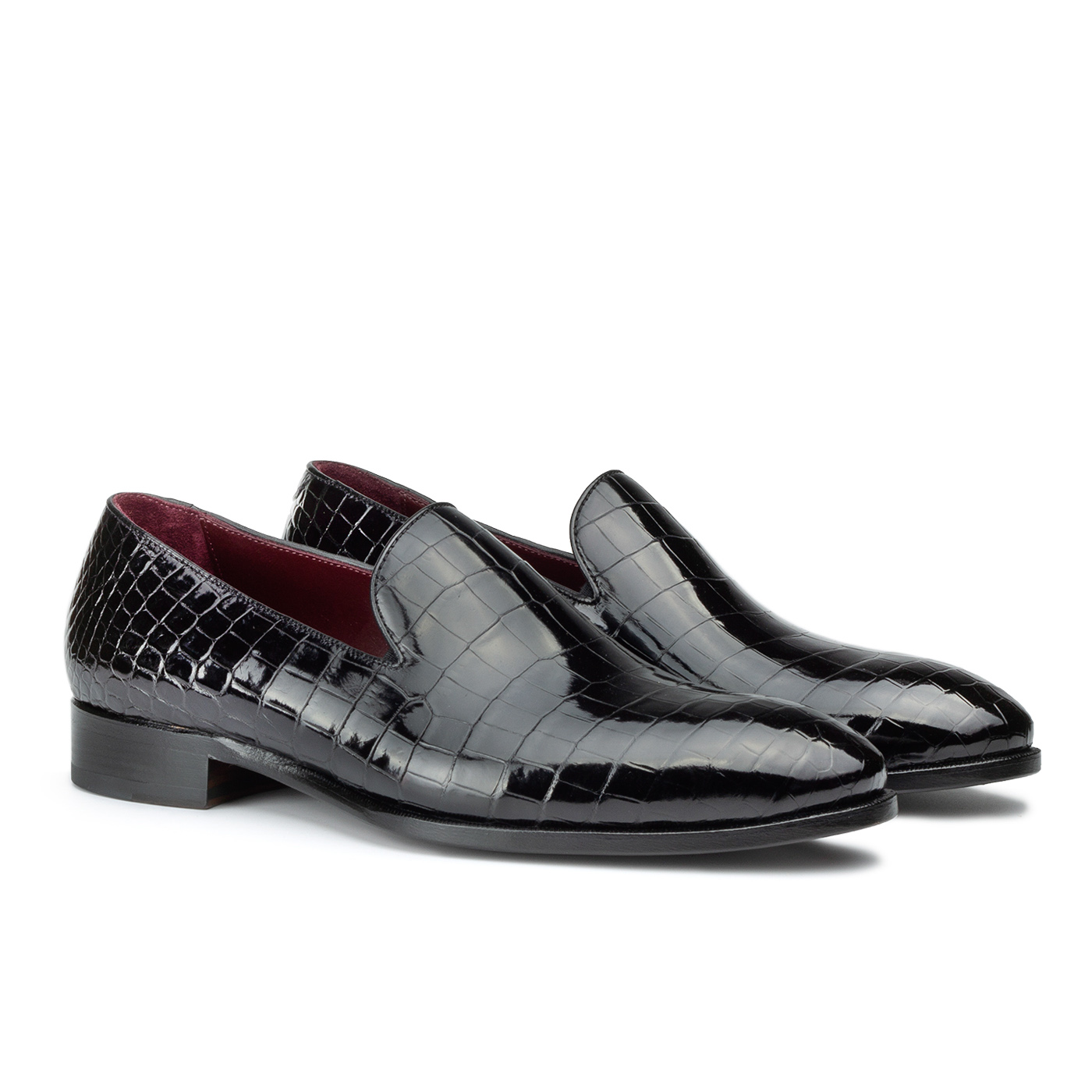 Black crocodile loafers