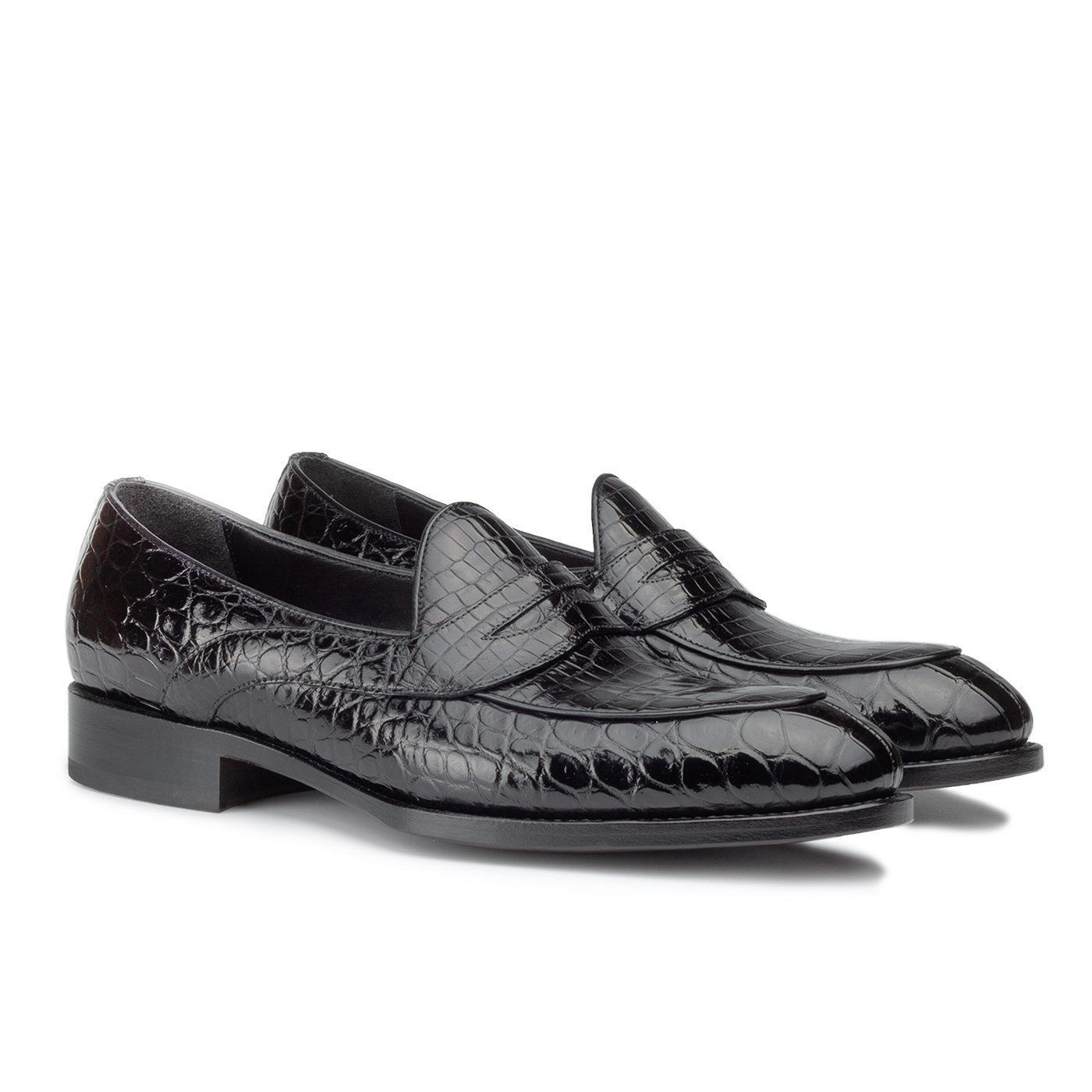 Black crocodile loafers