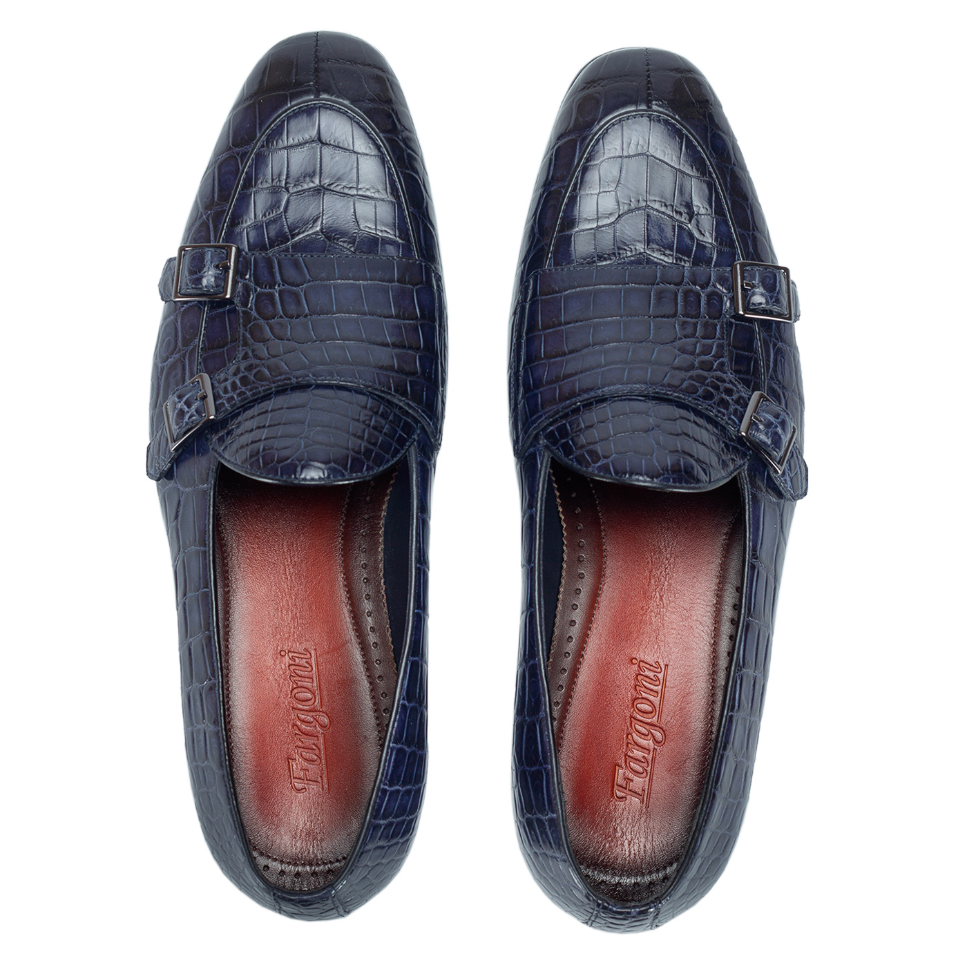 Blue crocodile loafers