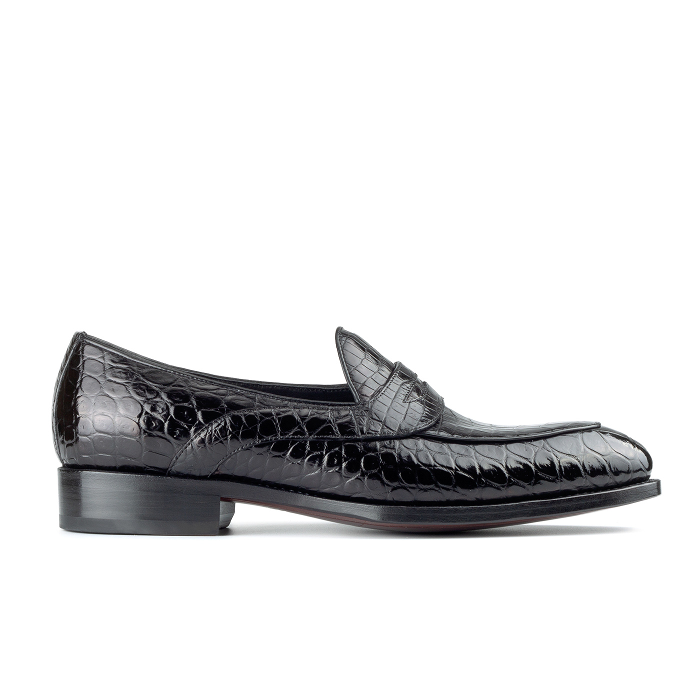 Black crocodile loafers