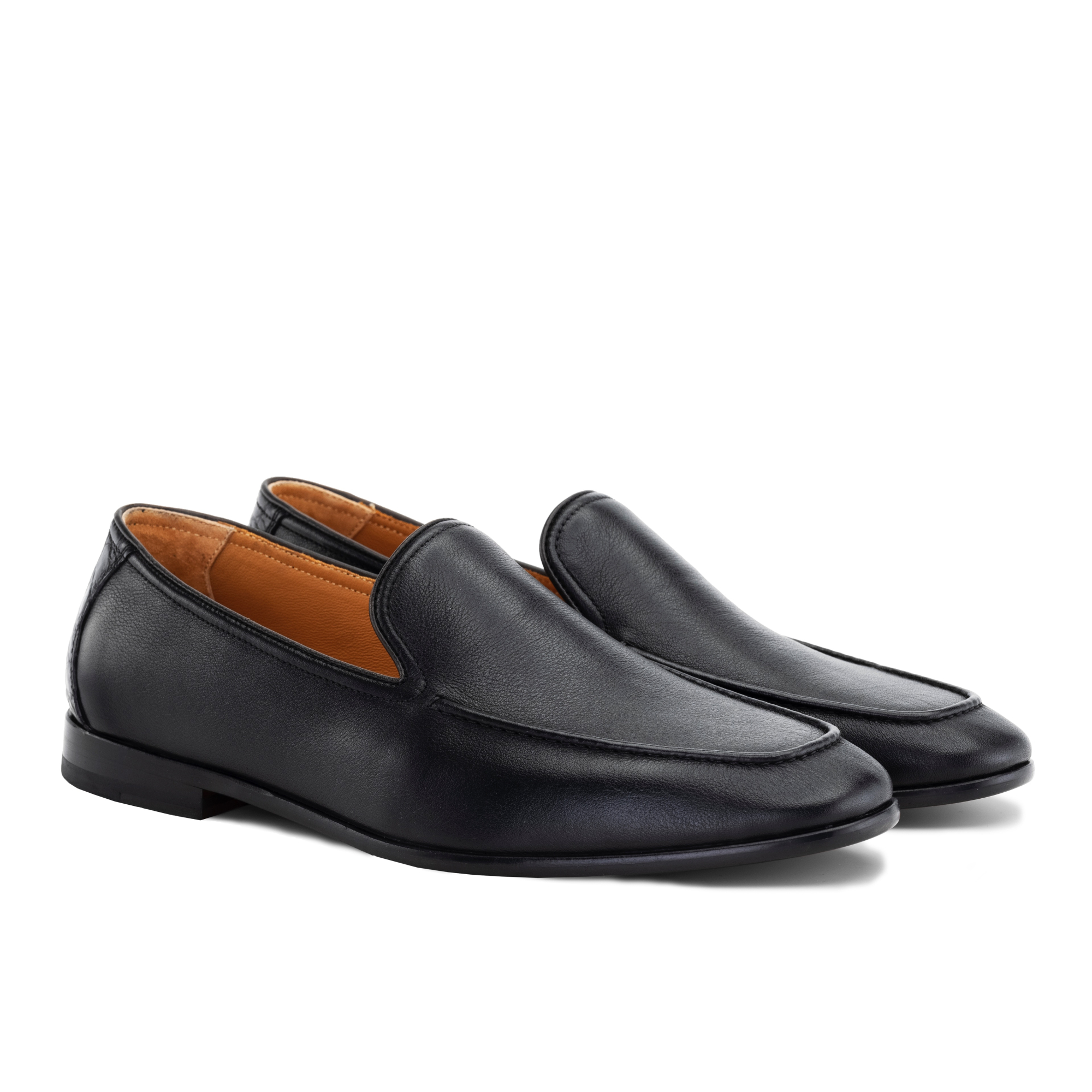 Black Loafers with crocodile leather trim