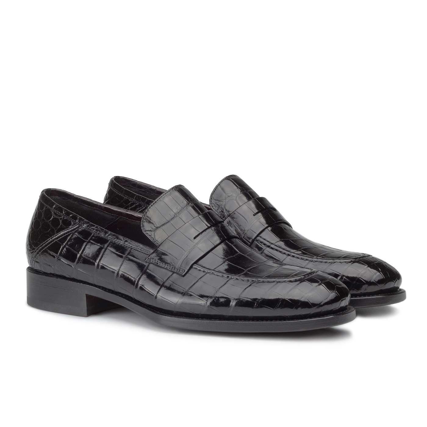 Black crocodile loafers