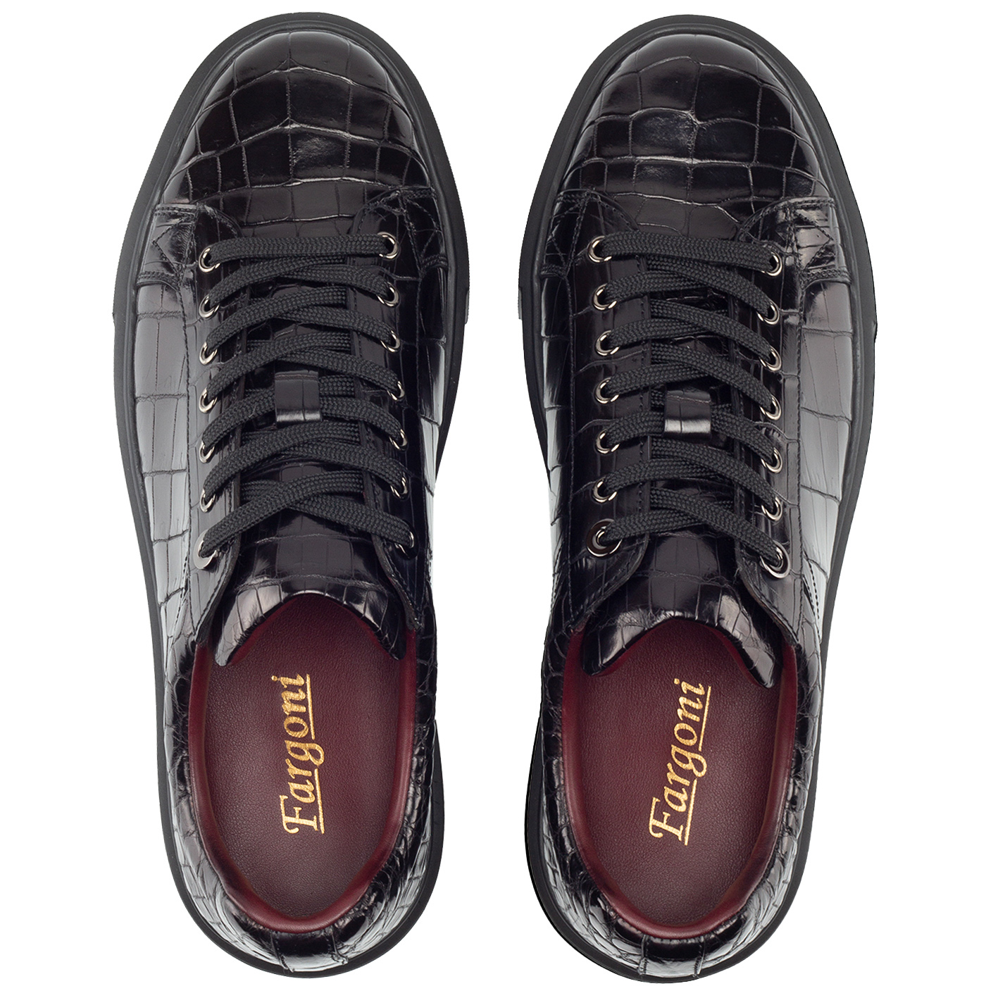 Sneakers with crocodile leather trim