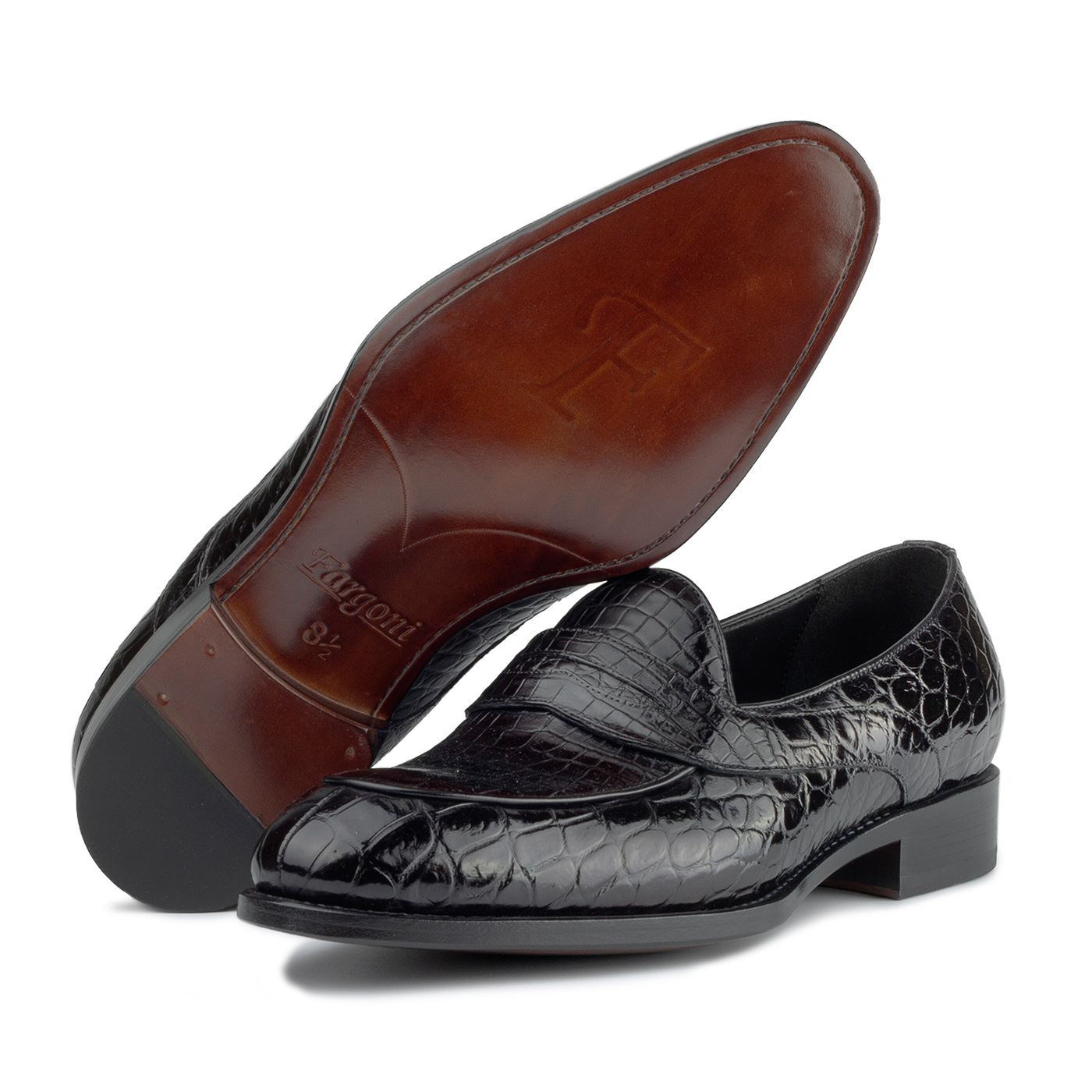 Black crocodile loafers