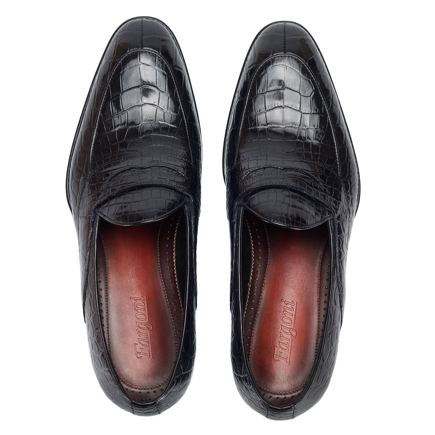 Black crocodile loafers