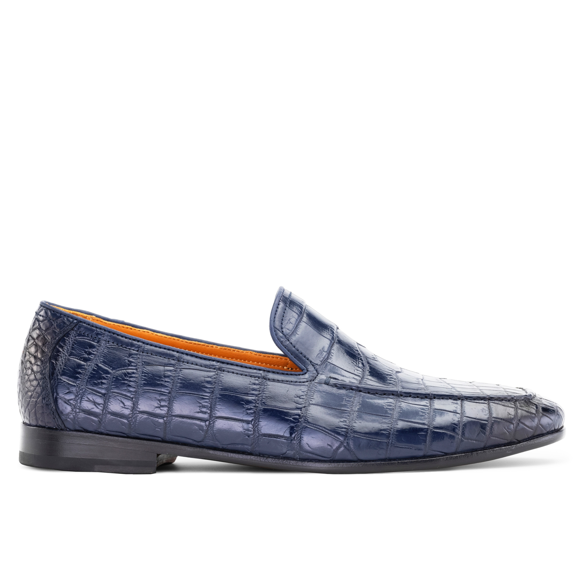 Blue crocodile loafers