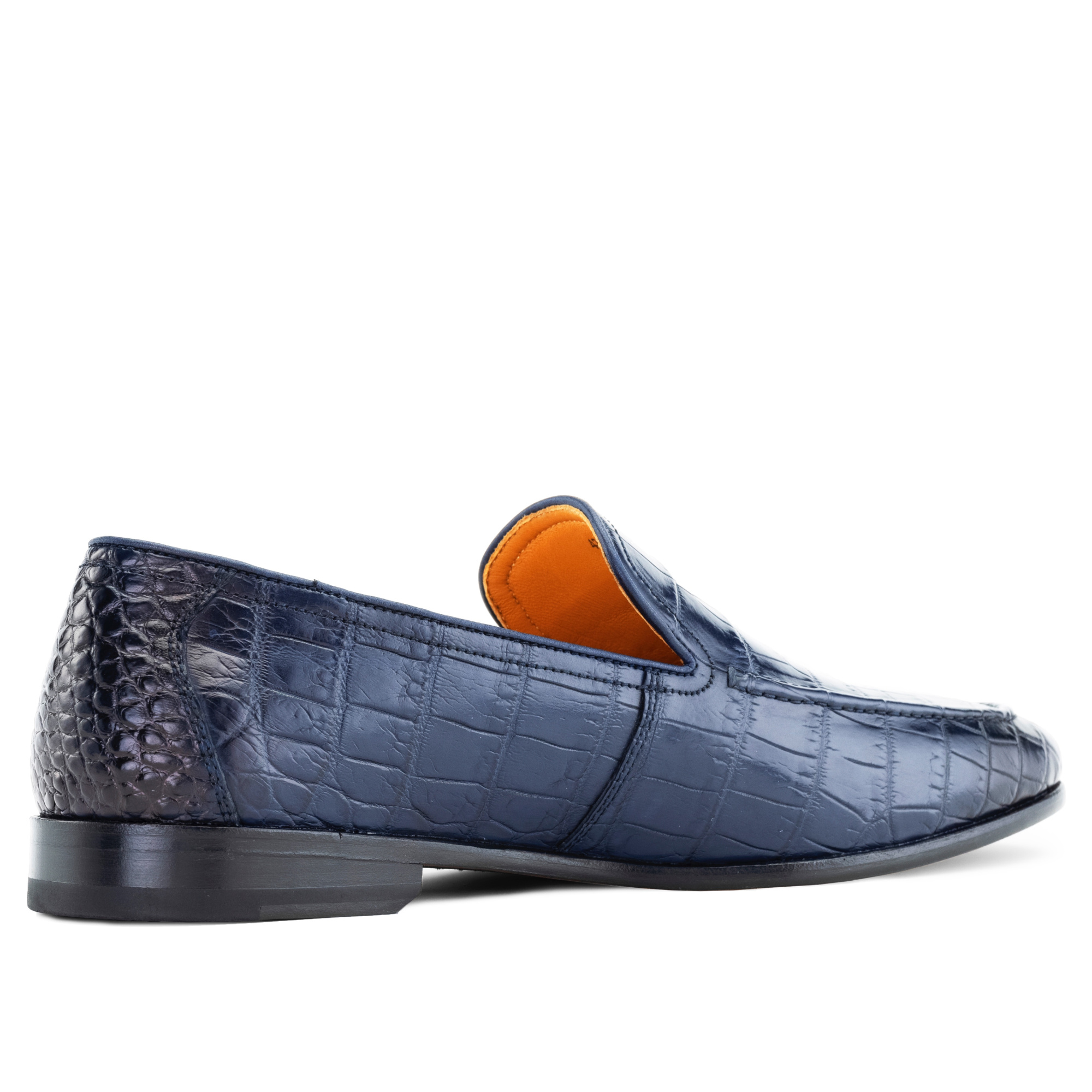 Blue crocodile loafers