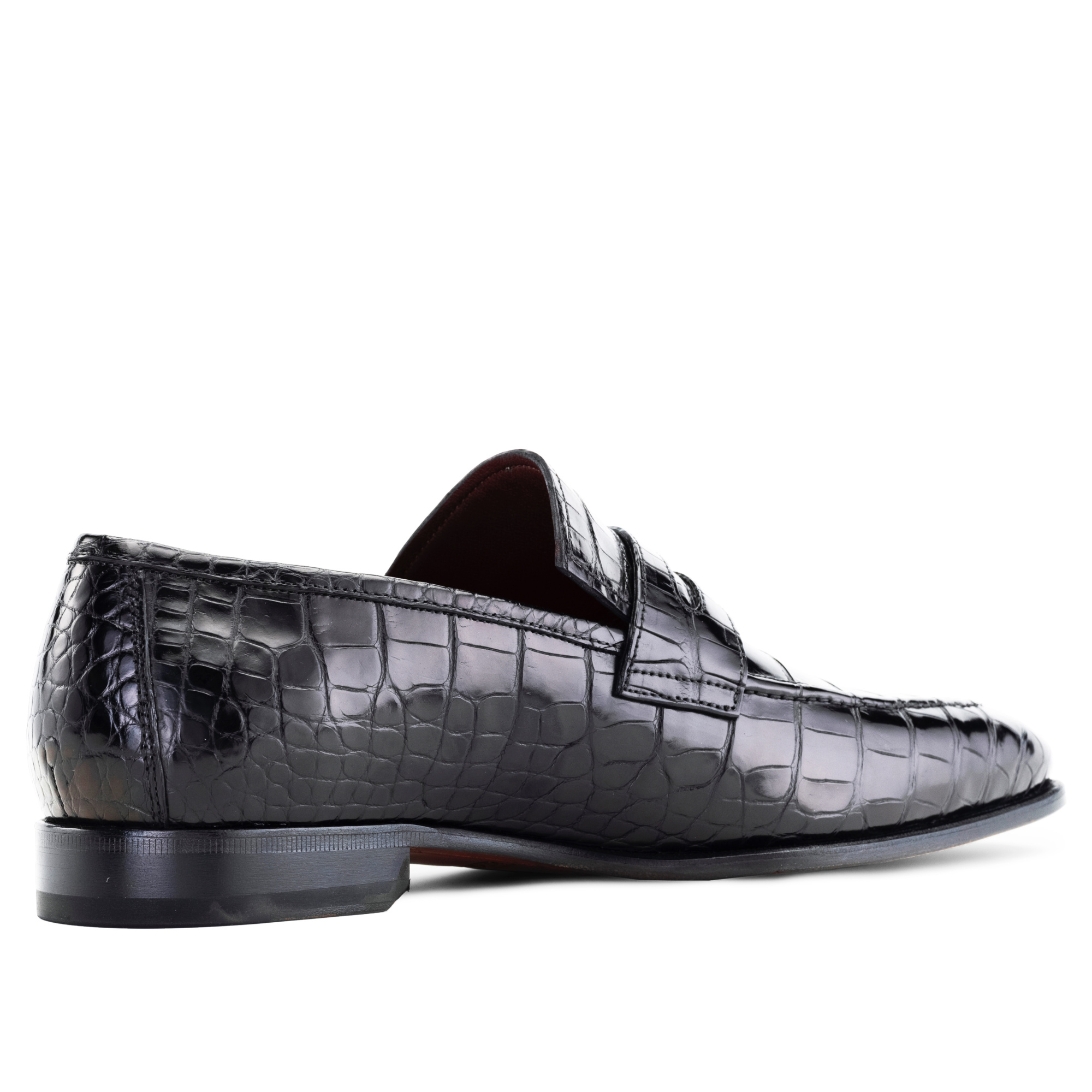 Black crocodile leather loafers