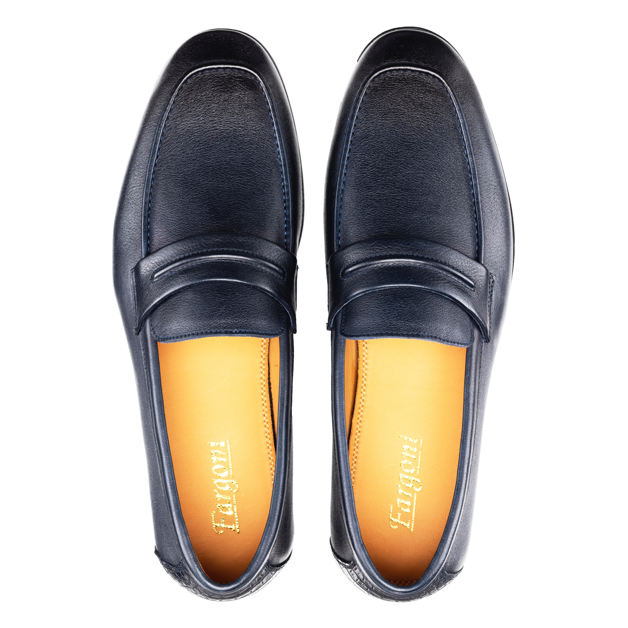 Black loafers with crocodile leather trim