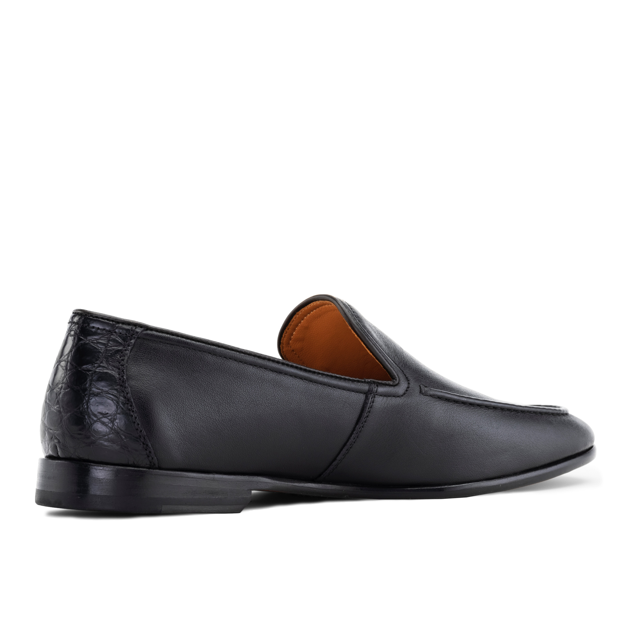 Black Loafers with crocodile leather trim