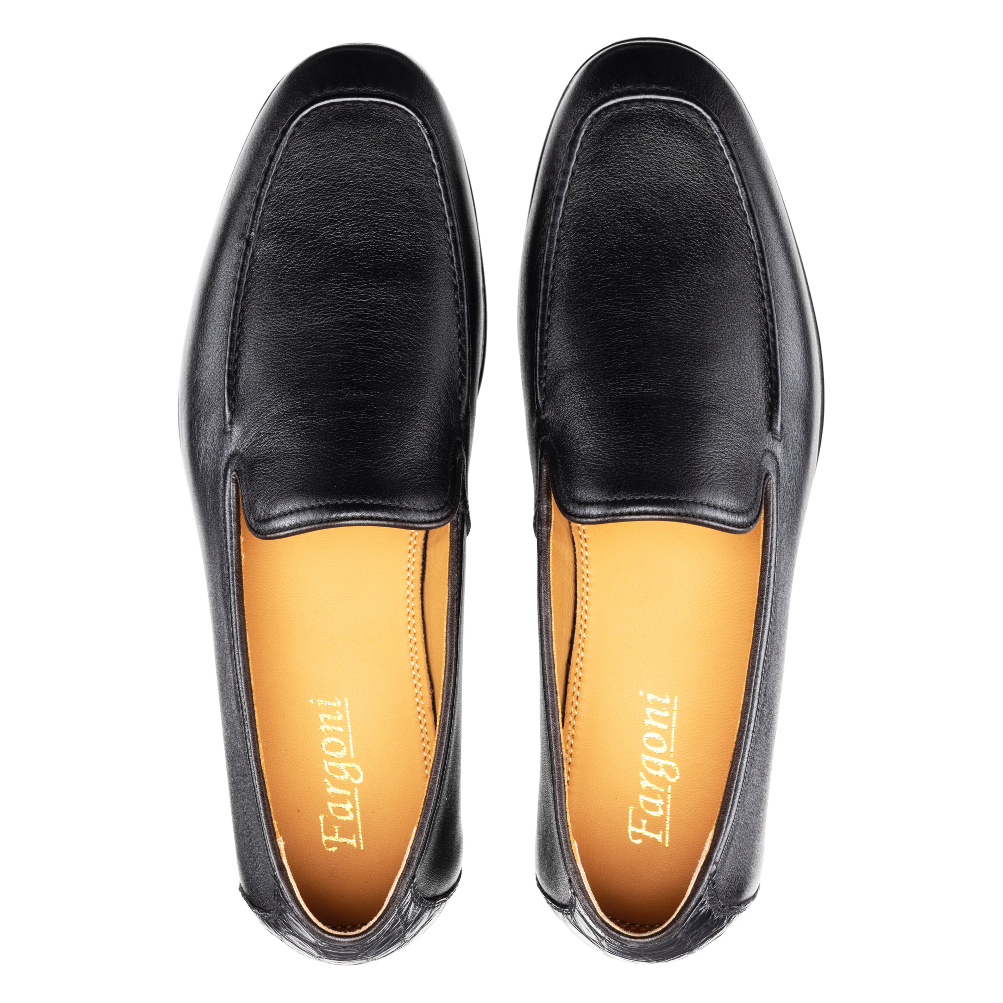 Black Loafers with crocodile leather trim