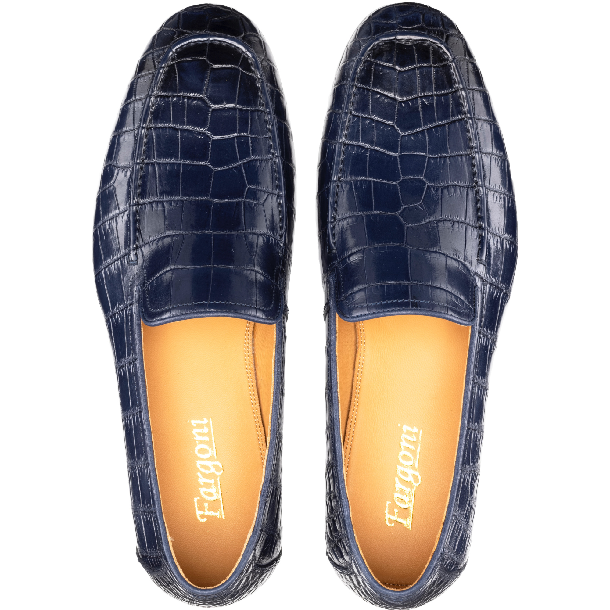 Blue crocodile loafers