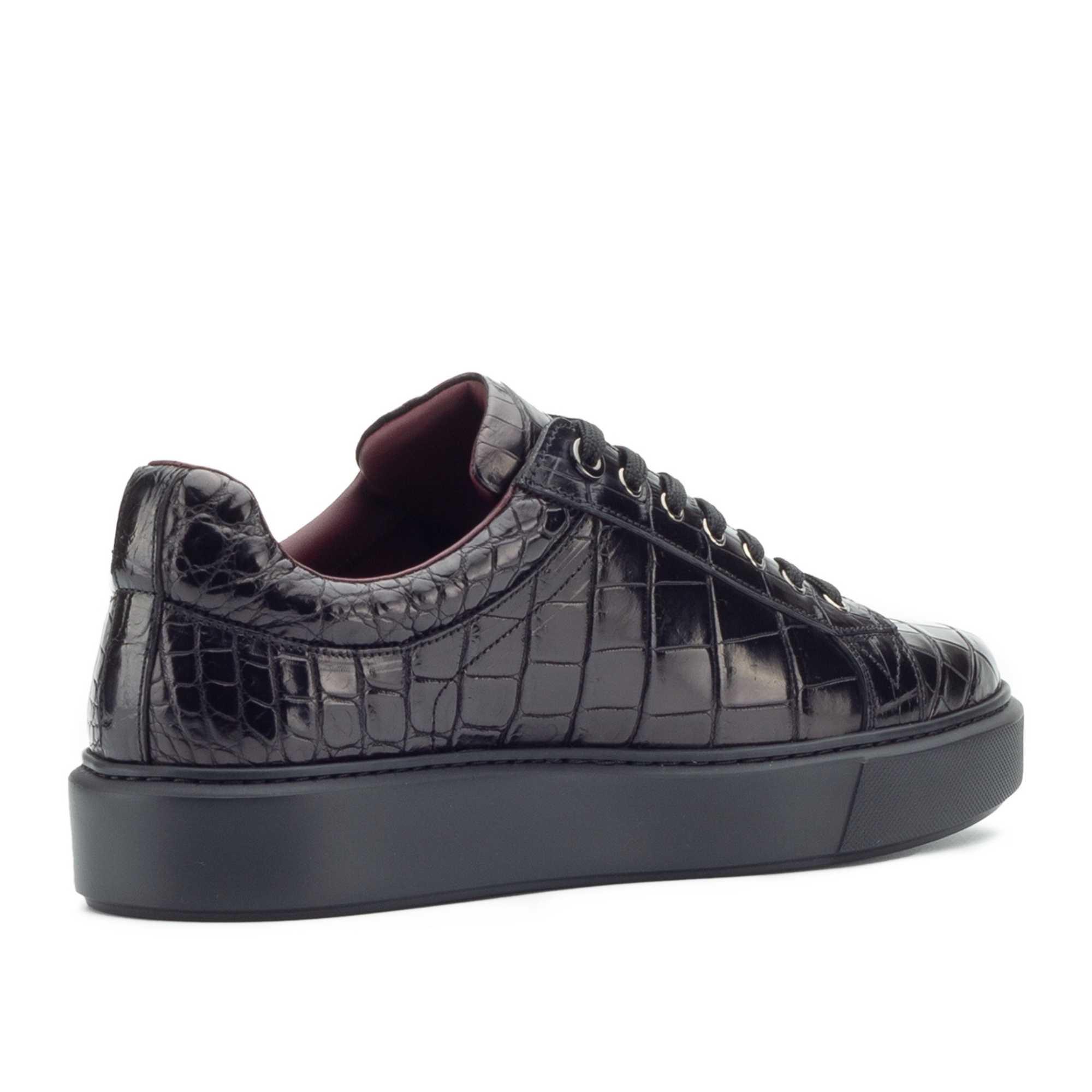 Sneakers with crocodile leather trim