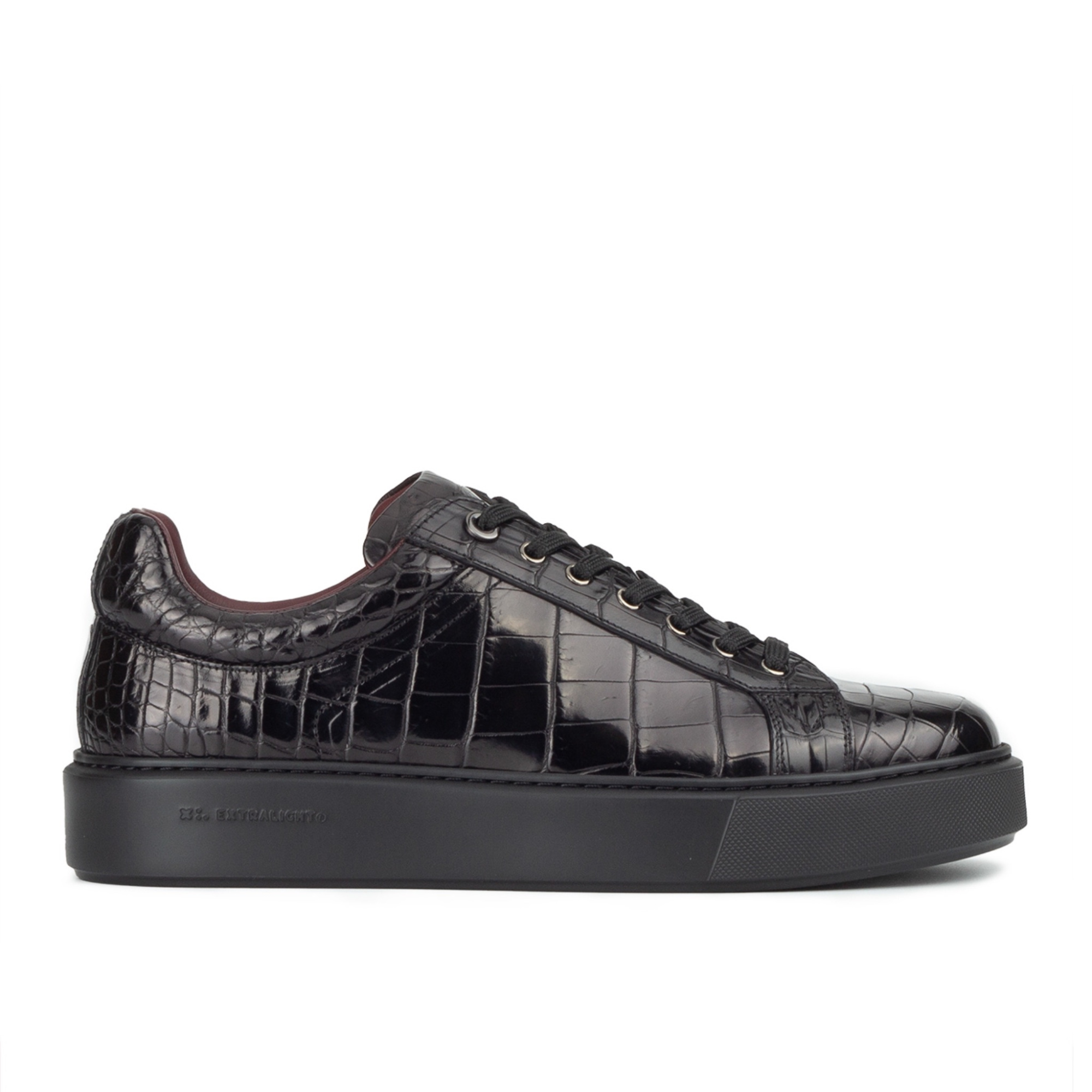 Sneakers with crocodile leather trim