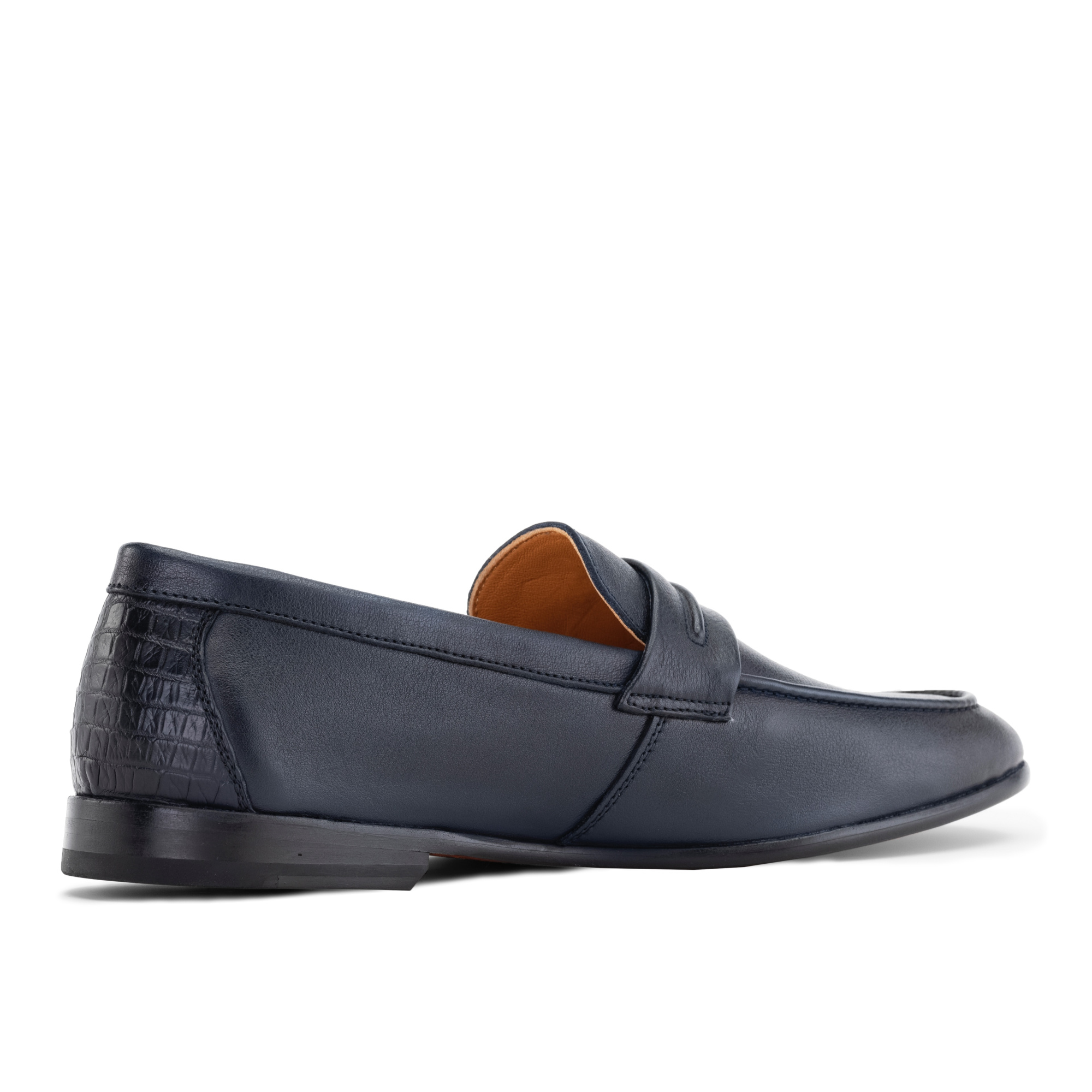 Black loafers with crocodile leather trim